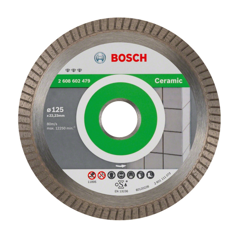 Disc diamantat, continuu, pentru placi ceramice / marmura / granit / piatra, Best for Ceramic Extra-Clean Turbo, 125 x 22.23 x 1