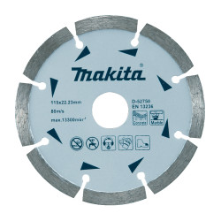 Disc diamantat, cu segmente, pentru debitare beton / marmura, Makita D-52750, 115 x 22.23 x 1.8 mm