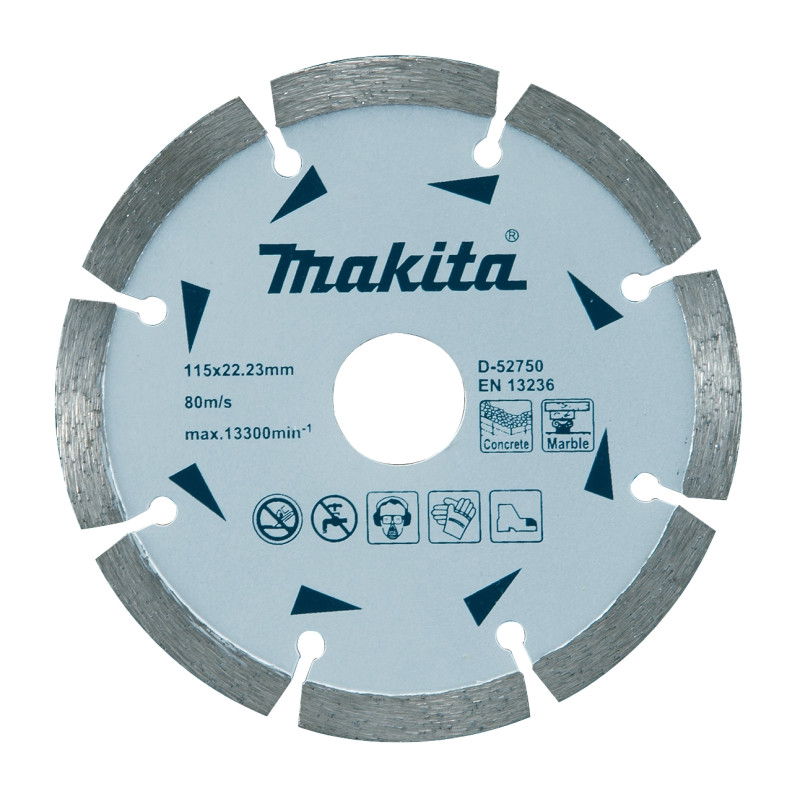 Disc diamantat, cu segmente, pentru debitare beton / marmura, Makita D-52750, 115 x 22.23 x 1.8 mm Disc diamantat, cu segmente, pentru debitare beton / marmura, Makita D-52750, 115 x 22.23 x 1.8 mm