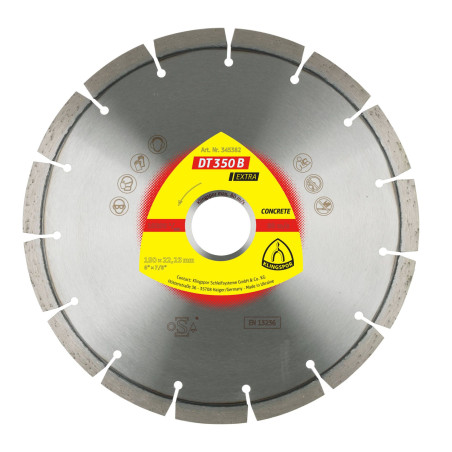 Disc diamantat, cu segmente, pentru debitare materiale de constructie, Klingspor DT 350 B Extra, 150 x 22.23 x 2.4 mm