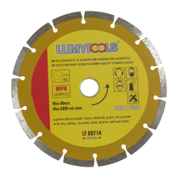 Disc diamantat, cu segmente, pentru debitare materiale de constructii, Lumytools LT08714, 180 x 22.2 x 2 mm