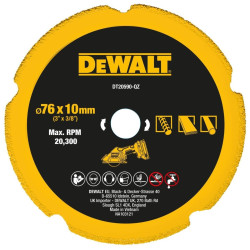 Disc diamantat, cu segmente, pentru debitare metale / plastic / portelan / gips carton, DeWalt DT20590-QZ, 76 x 10 x 1 mm