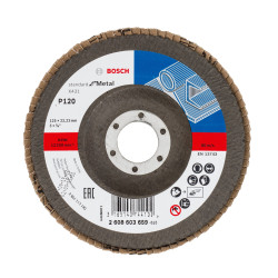 Disc lamelar frontal, pentru metal, Bosch Standard for Metal, 125 x 22.23 mm, granulatie 120