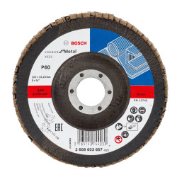 Disc lamelar frontal, pentru metal, Bosch Standard for Metal, 125 x 22.23 mm, granulatie 60