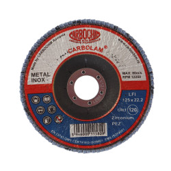 Disc lamelar frontal, pentru otel / inox, Carbochim SFI, 125 x 22 mm, granulatie 120