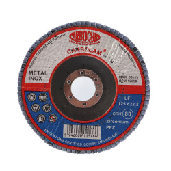 Disc lamelar frontal, pentru otel / inox, Carbochim SFI, 125 x 22 mm, granulatie 80