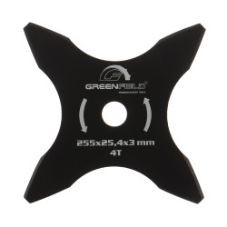 Disc motocoasa pentru tuns iarba, GreenField, otel, 4 lame, 255 x 3 x 25.4 mm