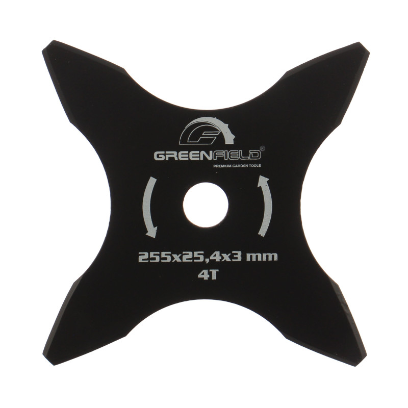 Disc motocoasa pentru tuns iarba, GreenField, otel, 4 lame, 255 x 3 x 25.4 mm