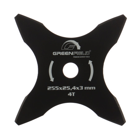 Disc motocoasa pentru tuns iarba, GreenField, otel, 4 lame, 255 x 3 x 25.4 mm