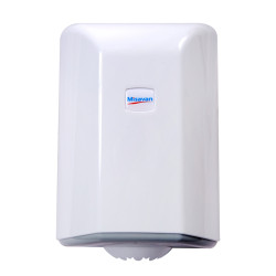 Dispenser hartie Misavan, alb, derulare centrala, plastic, 33 x 25 x 13 cm