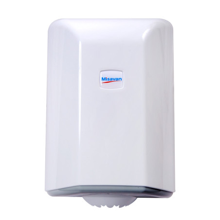 Dispenser hartie Misavan, alb, derulare centrala, plastic, 33 x 25 x 13 cm