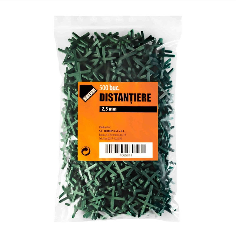 Distantiere pentru placi ceramice Baudeman, rost 2.5 mm, set 500 bucati Distantiere pentru placi ceramice Baudeman, rost 2.5 mm, set 500 bucati