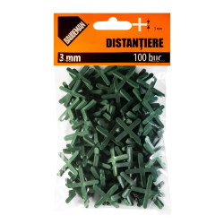 Distantiere pentru placi ceramice, Baudeman, rost 3 mm, set 100 bucati