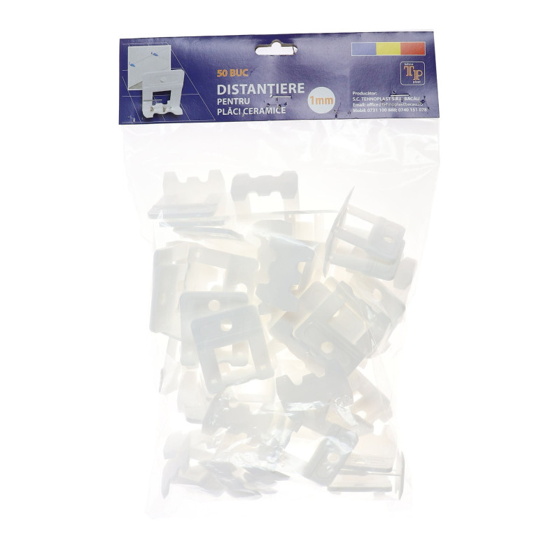 Distantiere pentru placi ceramice, rost 1 mm, set 50 bucati Distantiere pentru placi ceramice, rost 1 mm, set 50 bucati