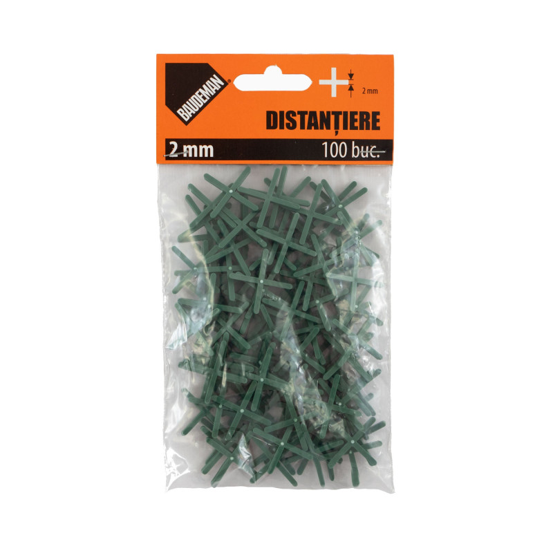 Distantiere pentru placi ceramice, rost 2 mm, set 100 bucati Distantiere pentru placi ceramice, rost 2 mm, set 100 bucati
