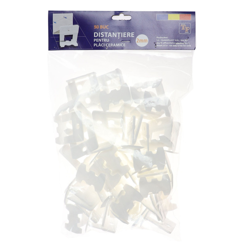 Distantiere pentru placi ceramice, rost 2 mm, set 50 bucati Distantiere pentru placi ceramice, rost 2 mm, set 50 bucati