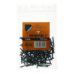 Distantiere T pentru placi ceramice, Baudeman, rost 2 mm, set 100 bucati