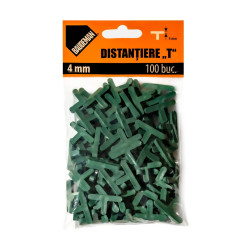 Distantiere T pentru placi ceramice, rost 4 mm, set 100 bucati