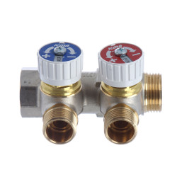 Distribuitor cu robinet 3/4", cu 2 cai 1/2", filet exterior, ICMA 227