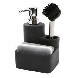 Dozator pentru detergent vase, ZW2234, nisip + rasina, negru, 180 ml, set 3 piese