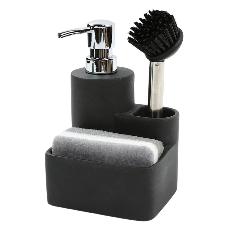 Dozator pentru detergent vase, ZW2234, nisip + rasina, negru, 180 ml, set 3 piese