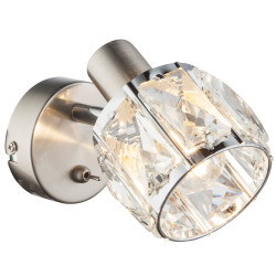 Aplica Kris 54356-1, 1 x E14, nichel mat + decoratiuni din sticla transparenta, clasica