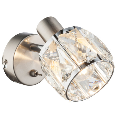 Aplica Kris 54356-1, 1 x E14, nichel mat + decoratiuni din sticla transparenta, clasica