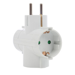 Adaptor 3 prize Hoff Line, 16A, contact de protectie, alb