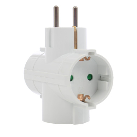 Adaptor 3 prize Hoff Line, 16A, contact de protectie, alb