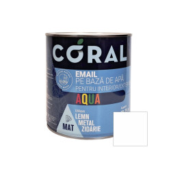 Email pentru lemn / metal, Coral Aqua, interior / exterior, pe baza de apa, alb boreal, 2.5 L