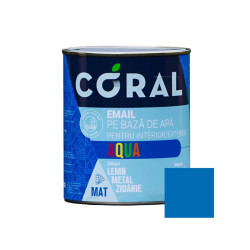 Email pentru lemn / metal, Coral Aqua, interior / exterior, pe baza de apa, albastru safir, 0.6 L