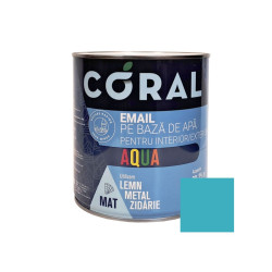 Email pentru lemn / metal, Coral Aqua, interior / exterior, pe baza de apa, albastru turquoise, 2.5 L