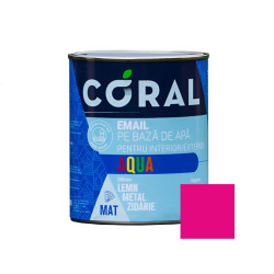 Email pentru lemn / metal, Coral Aqua, interior / exterior, pe baza de apa, fuchsia candy / roz, 0.6 L