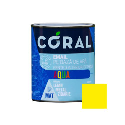 Email pentru lemn / metal, Coral Aqua, interior / exterior, pe baza de apa, galben solar, 0.6 L