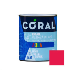Email pentru lemn / metal, Coral Aqua, interior / exterior, pe baza de apa, rosu passion, 0.6 L