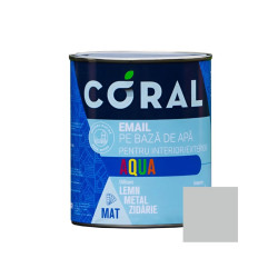 Email pentru lemn / metal, Coral Aqua, interior / exterior, pe baza de apa, silver grey / gri deschis, 0.6 L