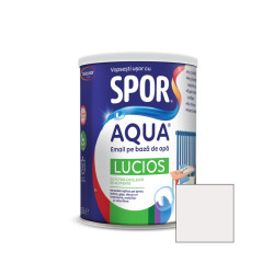 Email pentru lemn / metal, Spor Aqua lucios, interior / exterior, pe baza de apa, alb, 0.6 L