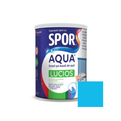 Email pentru lemn / metal, Spor Aqua lucios, interior / exterior, pe baza de apa, bleu azur, 0.6 L