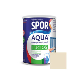 Email pentru lemn / metal, Spor Aqua lucios, interior / exterior, pe baza de apa, crem, 0.6 L