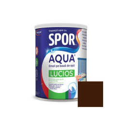 Email pentru lemn / metal, Spor Aqua lucios, interior / exterior, pe baza de apa, maro brun, 0.6 L