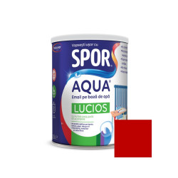 Email pentru lemn / metal, Spor Aqua lucios, interior / exterior, pe baza de apa, rosu capsuna, 0.6 L