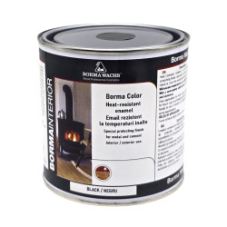 Email pentru metal si ciment, Borma Color, rezistent la temperaturi inalte, interior / exterior, negru lucios, 0.75 L