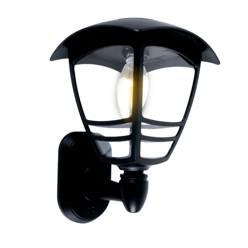 Aplica solara cu LED Hoff, 0.5W, lumina calda, neagra, exterior