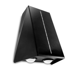 Aplica solara cu LED Hoff, 3W, 80 lm, lumina calda, neagra, IP44, exterior, moderna
