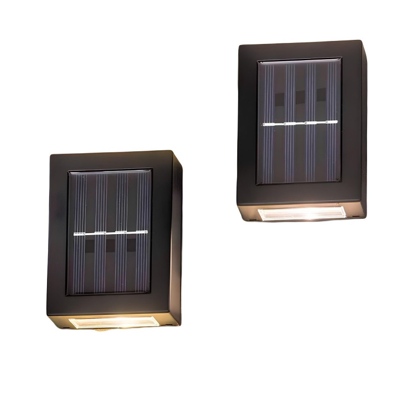 Aplica solara cu LED Hoff, 5lm, lumina calda, IP44, moderna, set 2 bucati