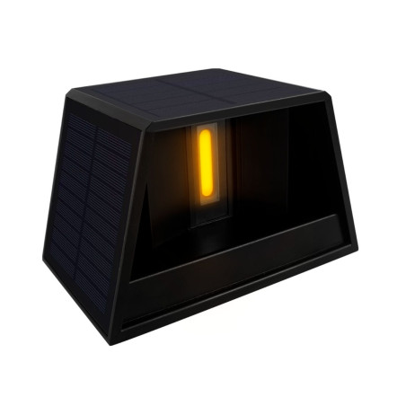 Aplica solara cu LED Hoff, 6W, 85 lm, lumina calda, neagra, IP44, exterior, moderna