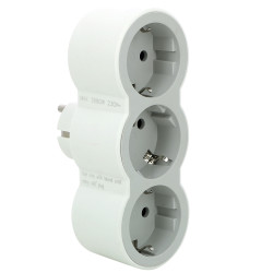 Adaptor 3 prize Legrand 694518, 16 A, alb + gri, contact de protectie, protectie copii, frontal