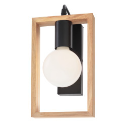 Aplica Timber 01-1663, 1 x E27, negru mat + lemn de fag natur, moderna