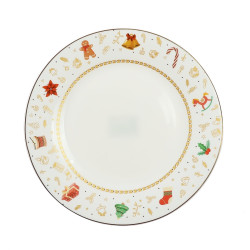Farfurie Craciun 23005G, intinsa, sticla termica, multicolor, diametru 25 cm
