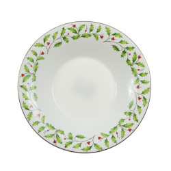 Farfurie Craciun 23007G, adanca, sticla termica, multicolor, diametru 21 cm